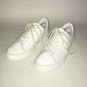 Toms Lenox White Leather Lace Up Sneakers 10